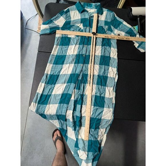 Cato Green and White Plaid Button Up Tunic/Dress Women's Small - Picture 6 of 6